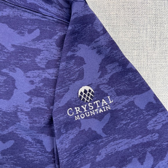 Straight Down Golf Blue Camo 1/4 Quarter Zip Pullover Men XXL Crystal Mountain - Picture 4 of 11